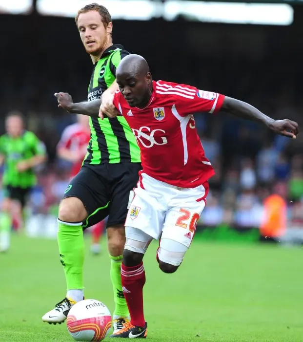Framed Print : Bristol City vs. Brighton: A Championship Showdown - Jamal Campbell-Ryce vs. Inigo Calderon Battle, September 10, 2011