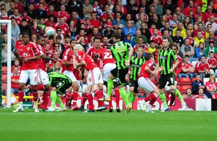 Framed Print : Bristol City vs. Brighton: Harley's Shot Blocked in Championship Match, September 10, 2011 - Editorial Use Only Framed Print : Bristol City vs. Brighton: Harley's Shot Blocked in Championship Match, September 10, 2011 - Editorial Use Only