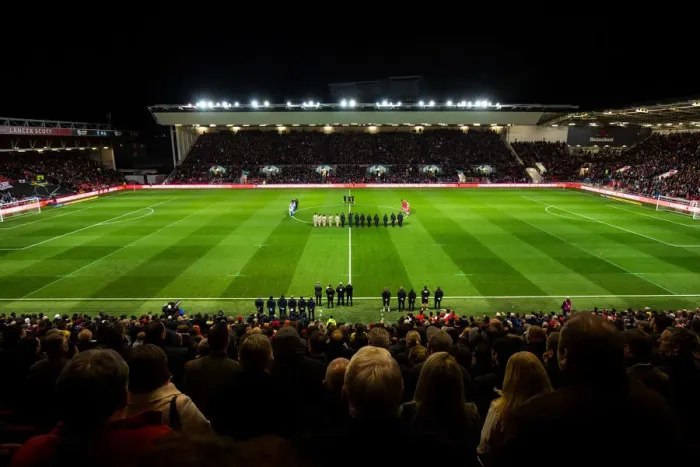 Framed Print : Bristol City vs Brighton & Hove Albion: Remembrance Day Tribute - Minutes Silence for Fallen Soldiers (November 5, 2016) - Sky Bet Championship - Ashton Gate Stadium, Bristol, England