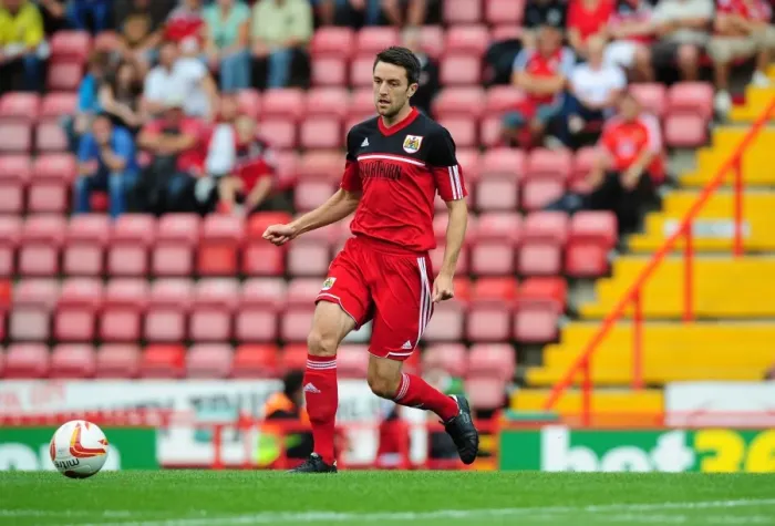 Framed Print : Bristol City vs. Bristol Rovers: Cole Skuse in Action at Louis Carey's Testimonial, Ashton Gate Stadium (August 4, 2012)