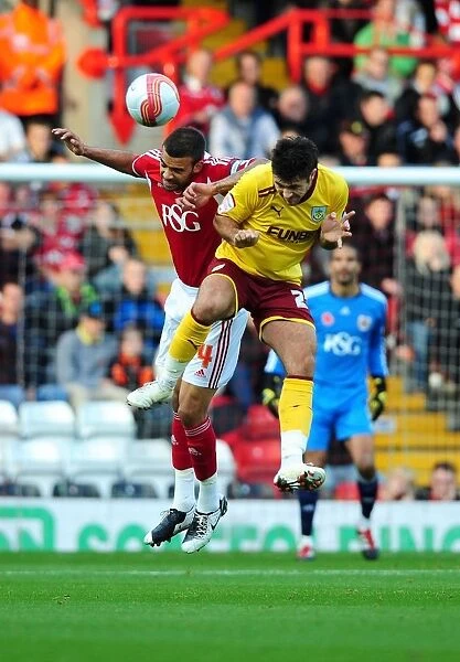 Bristol City vs Burnley: Liam Fontaine vs Charlie Austin Battle in Championship Match, 05 / 11 / 2011 - Editorial Use Only