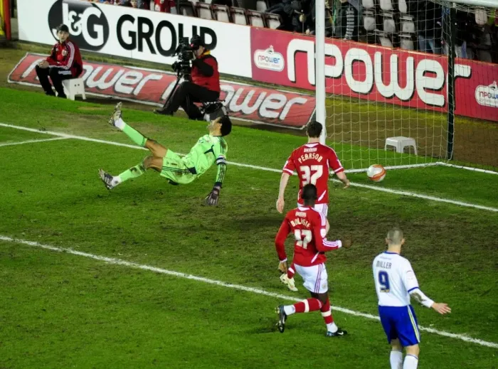 Framed Print : Bristol City vs. Cardiff City: David James Suffers Own Goal Disaster Framed Print : Bristol City vs. Cardiff City: David James Suffers Own Goal Disaster