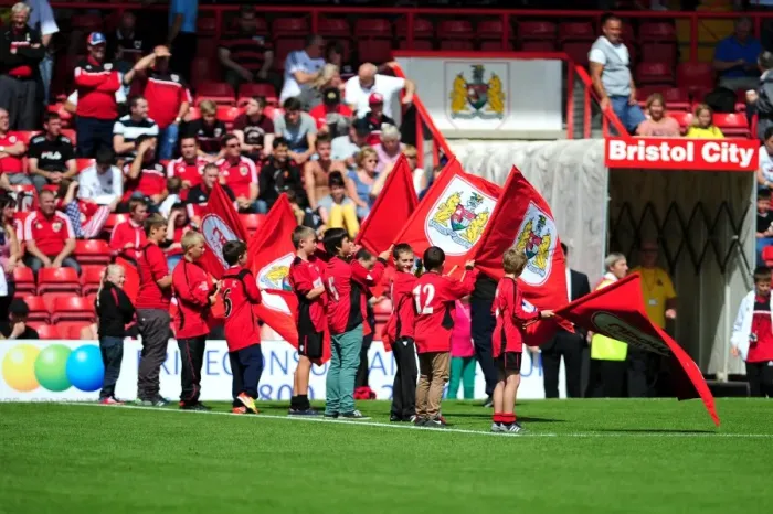Framed Print : Bristol City vs. Cardiff City: Flag Bearers at Ashton Gate Stadium, Championship Match, 2012 Framed Print : Bristol City vs. Cardiff City: Flag Bearers at Ashton Gate Stadium, Championship Match, 2012