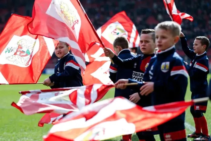 Framed Print : Bristol City vs. Cardiff City: Flag-Bearing Fans at Ashton Gate, March 2016