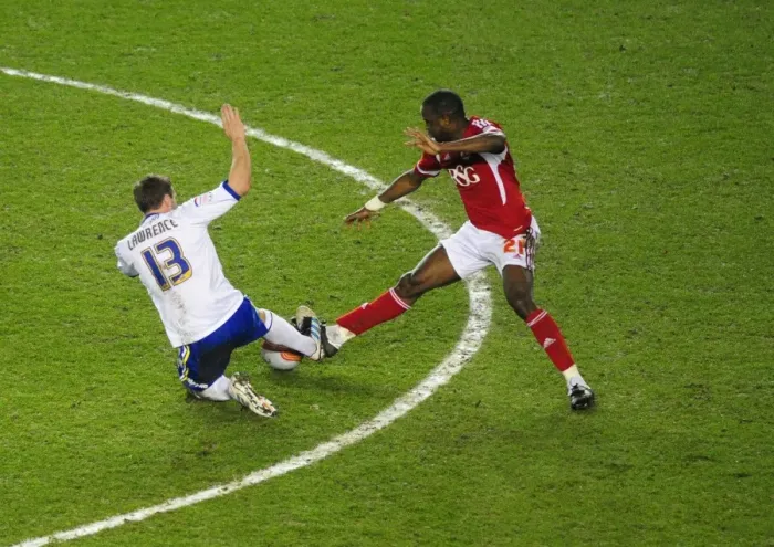 Framed Print : Bristol City vs. Cardiff City: Intense Moment as Liam Lawrence Tackles Kalifa Cisse Framed Print : Bristol City vs. Cardiff City: Intense Moment as Liam Lawrence Tackles Kalifa Cisse