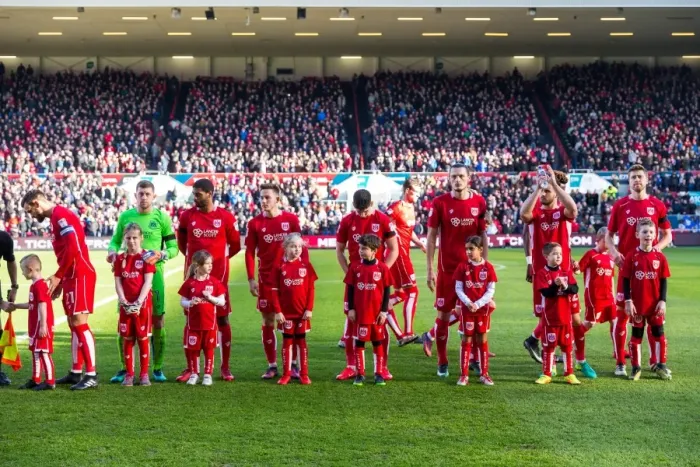 Framed Print : Bristol City vs. Cardiff City: Mascots Clash in Sky Bet Championship Match at Ashton Gate Stadium