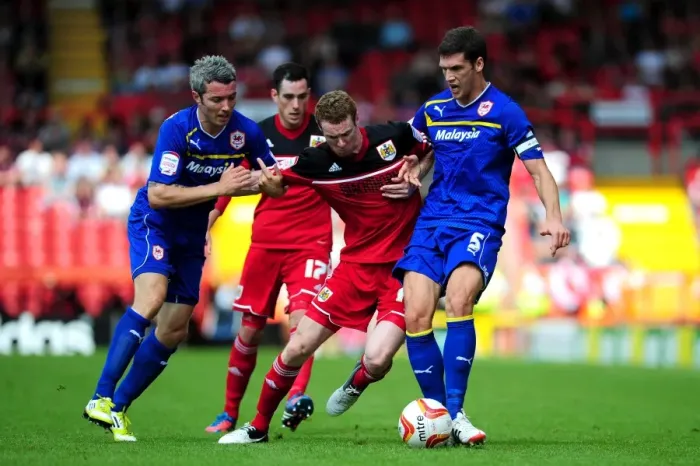 Framed Print : Bristol City vs. Cardiff City: Pearson vs. Hudson and McNaughton in Championship Clash