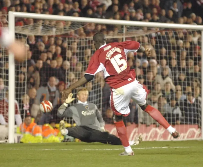 Framed Print : Bristol City vs Cardiff City Rivalry: The Intense Moment with Enoch Showunmi