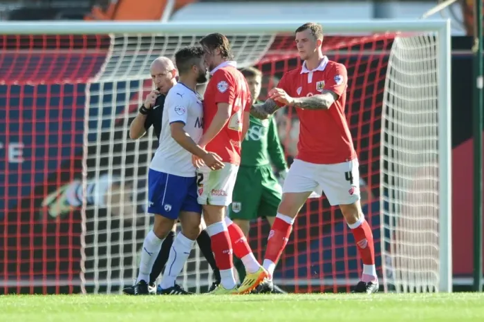Framed Print : Bristol City vs Chesterfield: Intense Clash Between Luke Ayling and Sam Morsy Framed Print : Bristol City vs Chesterfield: Intense Clash Between Luke Ayling and Sam Morsy