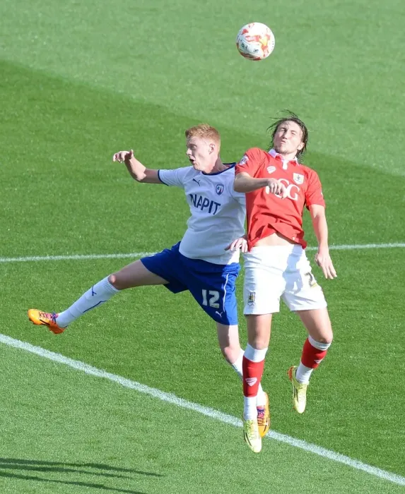 Framed Print : Bristol City vs Chesterfield: Luke Ayling Wins Aerial Battle