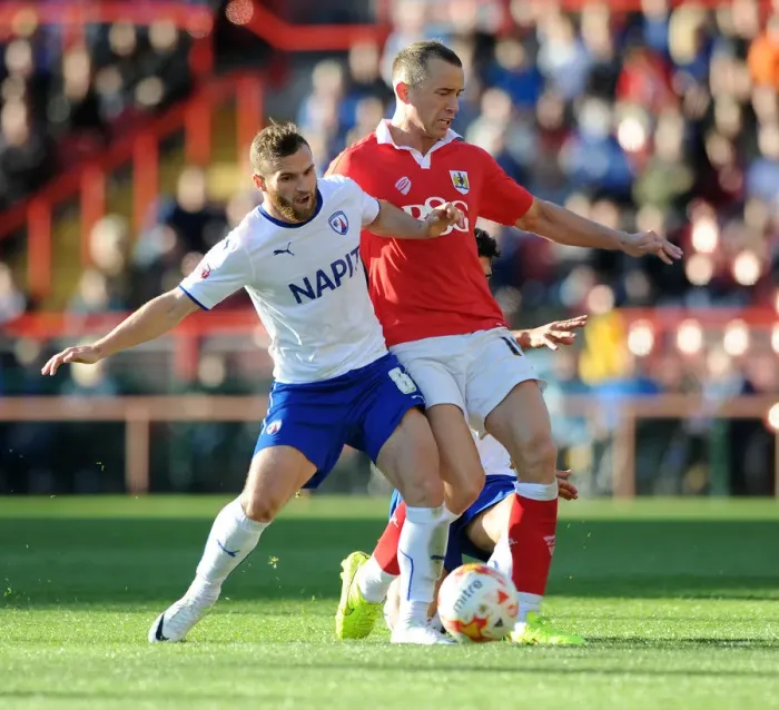 Framed Print : Bristol City vs Chesterfield: Wilbraham vs Ryan Clash in Sky Bet League One Match Framed Print : Bristol City vs Chesterfield: Wilbraham vs Ryan Clash in Sky Bet League One Match