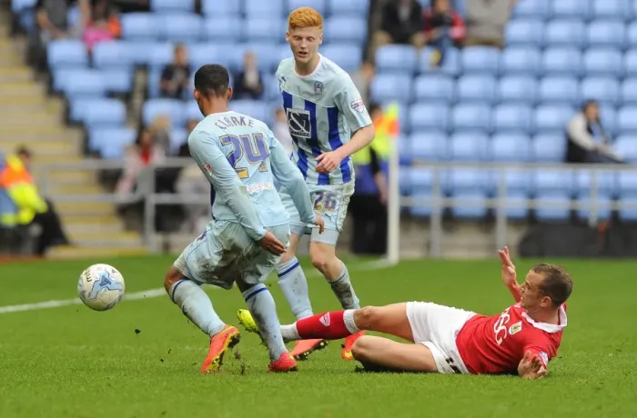 Framed Print : Bristol City vs Coventry City: Wilbraham Tackles Clarke in Intense League One Clash