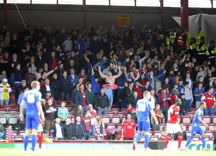 Framed Print : Bristol City vs Crewe: The Excitement of East End Football Fans at Ashton Gate, 2014 Framed Print : Bristol City vs Crewe: The Excitement of East End Football Fans at Ashton Gate, 2014