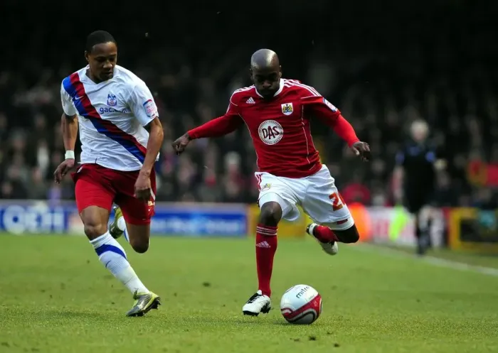 Framed Print : Bristol City vs. Crystal Palace: Jamal Campbell-Ryce vs. Nathaniel Clyne in Championship Battle (December 2010)