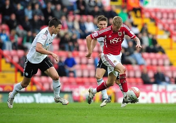 Bristol City vs. Derby County: Jon Stead vs. Jason Shackell Battle for Possession at Ashton Gate Stadium, 2012