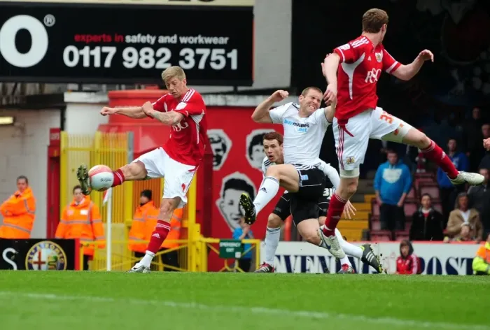 Framed Print : Bristol City vs Derby County: Jon Stead's Goal-line Save by Jake Buxton