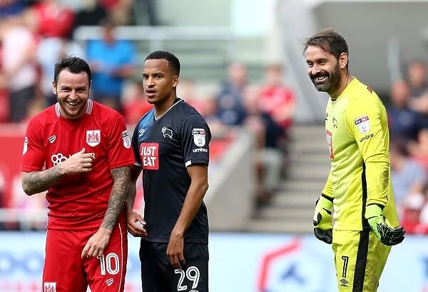 Bristol City vs. Derby County: A Light-Hearted Moment Between Scott Carson, Marcus Olsson, and Lee Tomlin