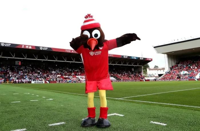 Framed Print : Bristol City vs Derby County: Robin Mascot at Ashton Gate Stadium Framed Print : Bristol City vs Derby County: Robin Mascot at Ashton Gate Stadium