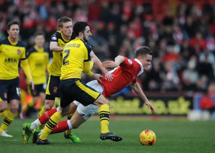 Framed Print : Bristol City vs Fleetwood Town: Matt Smith Foul by Conor McLaughlin, Ashton Gate, Sky Bet League One Framed Print : Bristol City vs Fleetwood Town: Matt Smith Foul by Conor McLaughlin, Ashton Gate, Sky Bet League One