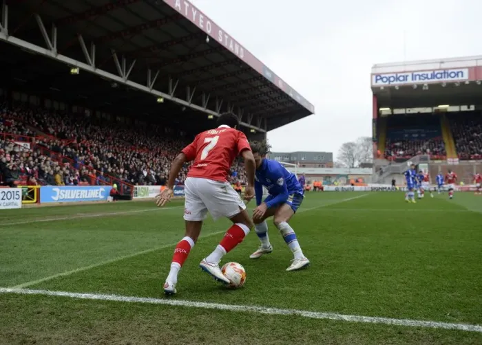 Framed Print : Bristol City vs Gillingham: Korey Smith vs Bradley Dack Battle at Ashton Gate, Sky Bet League One, 2015 Framed Print : Bristol City vs Gillingham: Korey Smith vs Bradley Dack Battle at Ashton Gate, Sky Bet League One, 2015
