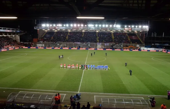 Framed Print : Bristol City vs Gillingham: Teams Line-up Before the Johnstone's Paint Trophy Southern Area Final Kick-off, January 2015