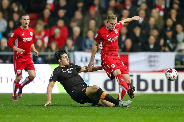 Bristol City vs Hull City: Gustav Engvall Tackled by Harry Maguire