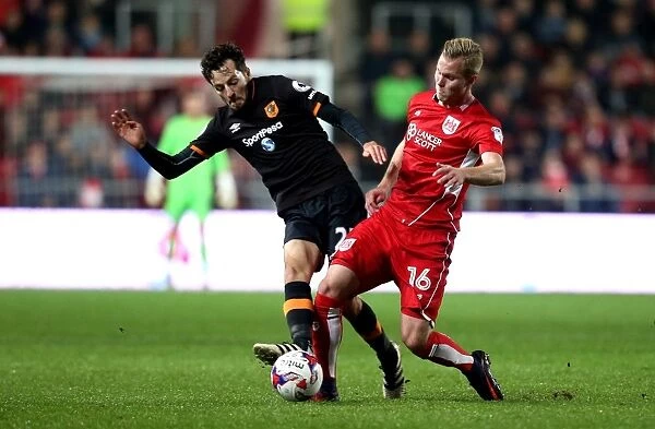 Bristol City vs Hull City: Gustav Engvall Tackles Ryan Mason in EFL Cup Clash