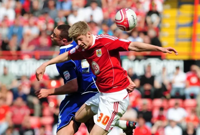 Framed Print : Bristol City vs Ipswich Town: Aerial Battle between Jon Stead and Damien Delaney, Championship Match, April 2011