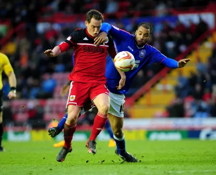 Framed Print : Bristol City vs Ipswich Town: A Battle for Supremacy - McGoldrick vs Kilkenny