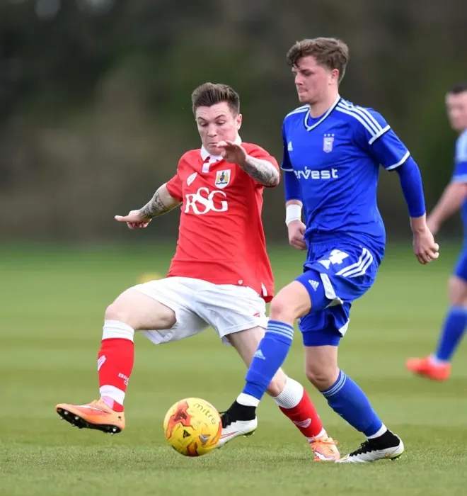 Framed Print : Bristol City vs Ipswich Town: Jamie Horgan vs James Blanchfield - Intense Rivalry in U21 Football Framed Print : Bristol City vs Ipswich Town: Jamie Horgan vs James Blanchfield - Intense Rivalry in U21 Football