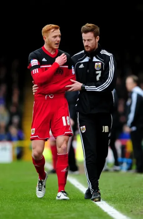 Framed Print : Bristol City vs Ipswich Town: Ryan Taylor Suffers Injury