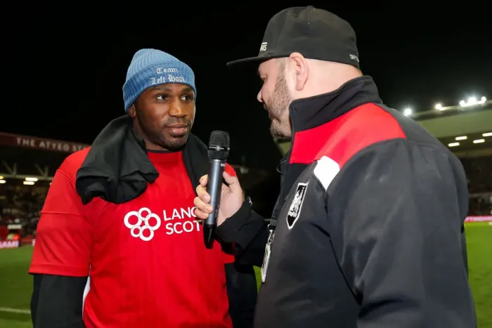 Framed Print : Bristol City vs Leeds United: Boxers Interviewed Pitchside at Ashton Gate Stadium Framed Print : Bristol City vs Leeds United: Boxers Interviewed Pitchside at Ashton Gate Stadium