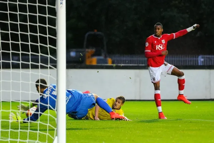 Framed Print : Bristol City vs Leeds United: Kodjia's Shot Blocked by Silvestri Framed Print : Bristol City vs Leeds United: Kodjia's Shot Blocked by Silvestri