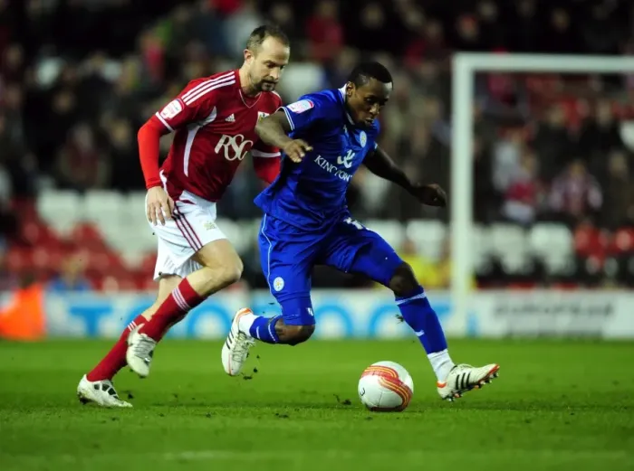 Framed Print : Bristol City vs Leicester City: A Battle for the Ball between Louis Carey and Lloyd Dyer