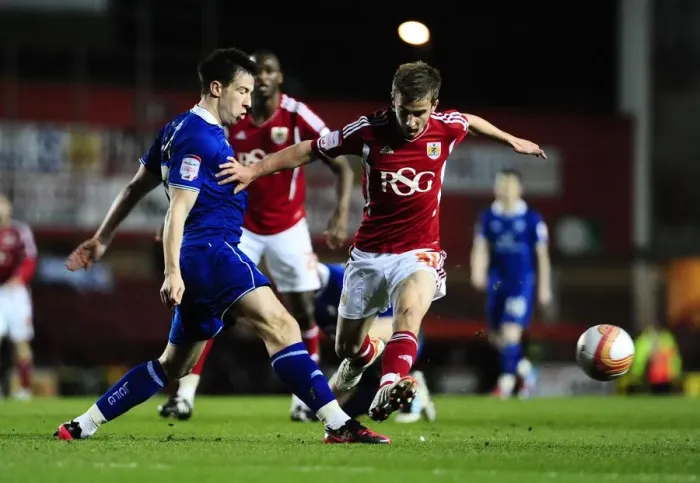 Framed Print : Bristol City vs Leicester City: Joe Bryan in Action at Ashton Gate Stadium, 2012 Framed Print : Bristol City vs Leicester City: Joe Bryan in Action at Ashton Gate Stadium, 2012