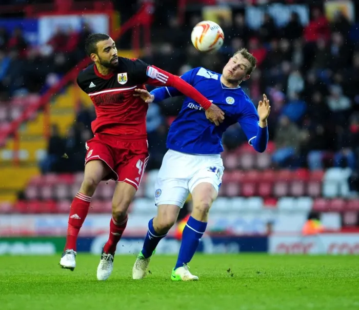 Framed Print : Bristol City vs Leicester City: Liam Fontaine and Chris Wood Clash in Championship Match Framed Print : Bristol City vs Leicester City: Liam Fontaine and Chris Wood Clash in Championship Match