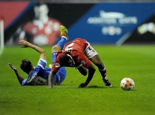 Bristol City vs Leyton Orient: Mark Little Fouled by David Mooney during Sky Bet League One Match, 2014