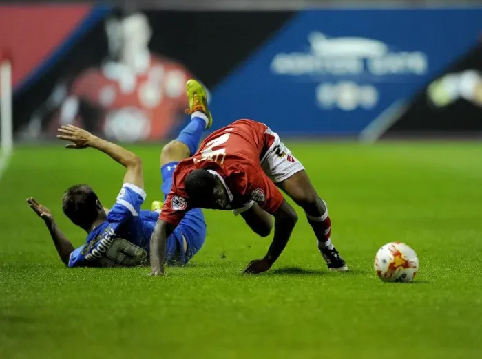 Framed Print : Bristol City vs Leyton Orient: Mark Little Fouled by David Mooney during Sky Bet League One Match, 2014 Framed Print : Bristol City vs Leyton Orient: Mark Little Fouled by David Mooney during Sky Bet League One Match, 2014
