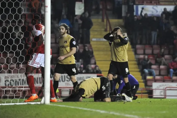 Framed Print : Bristol City vs Leyton Orient: Scott Cuthbert's Disappointment After Scoring Own Goal Framed Print : Bristol City vs Leyton Orient: Scott Cuthbert's Disappointment After Scoring Own Goal