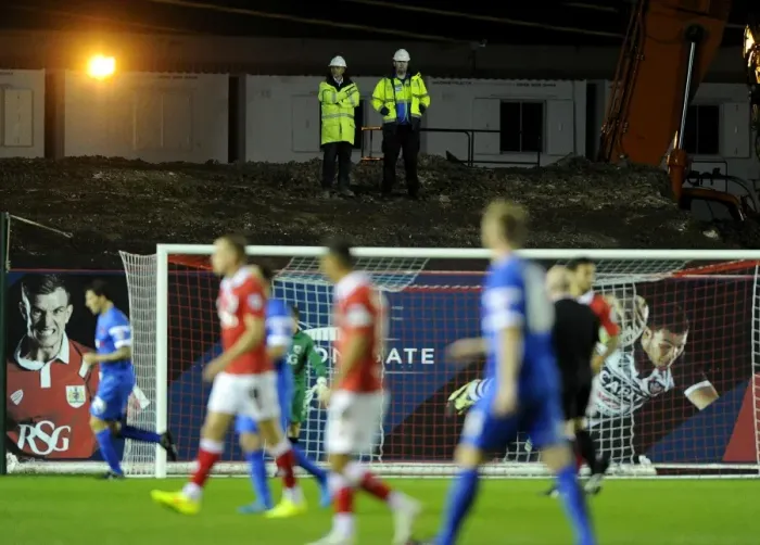 Framed Print : Bristol City vs Leyton Orient, Sky Bet League One: Fans Watch from South Stand Development at Ashton Gate