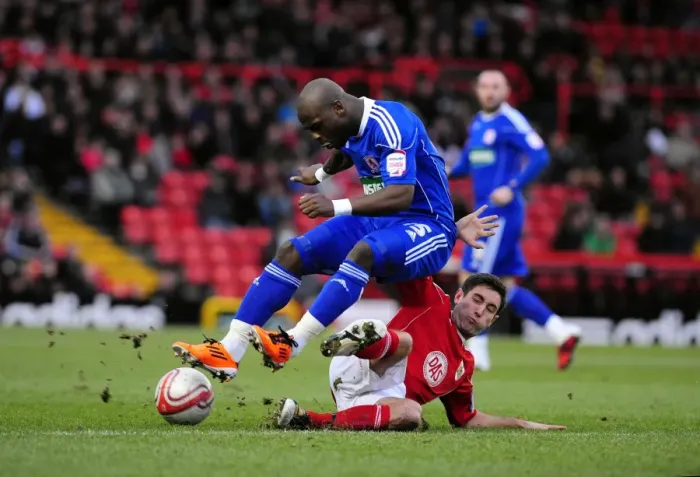 Framed Print : Bristol City vs. Middlesbrough: Lee Johnson Tackles Leroy Lita in Championship Clash at Ashton Gate Stadium (15 / 01 / 2011) Framed Print : Bristol City vs. Middlesbrough: Lee Johnson Tackles Leroy Lita in Championship Clash at Ashton Gate Stadium (15 / 01 / 2011)