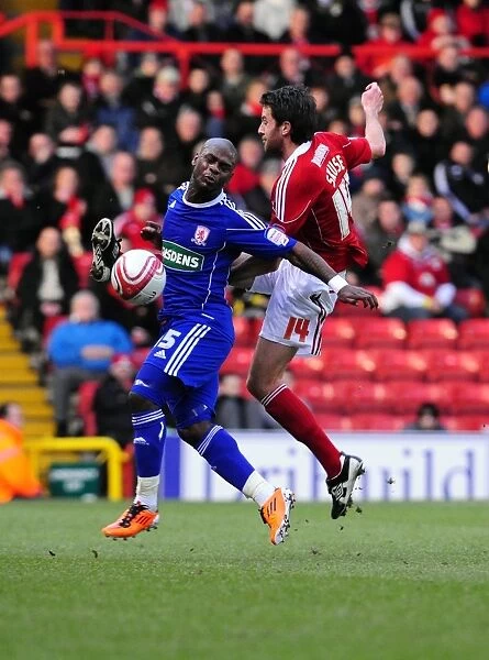 Bristol City vs. Middlesbrough: Cole Skuse vs. Leroy Lita's Intense Battle in the Championship (15 / 01 / 2011)