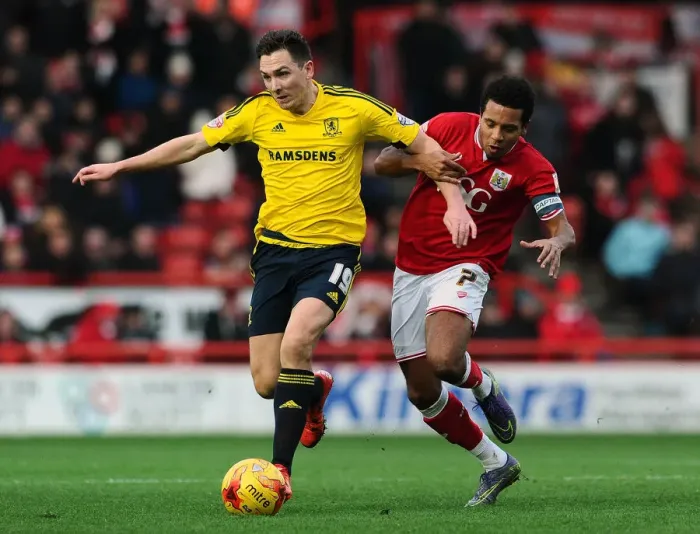 Framed Print : Bristol City vs Middlesbrough: Intense Battle for Possession - Korey Smith vs Stewart Downing Framed Print : Bristol City vs Middlesbrough: Intense Battle for Possession - Korey Smith vs Stewart Downing