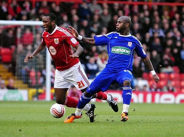 Bristol City vs Middlesbrough: Leroy Lita Fouls Kalifa Cisse in Championship Clash at Ashton Gate Stadium (15 / 01 / 2011)