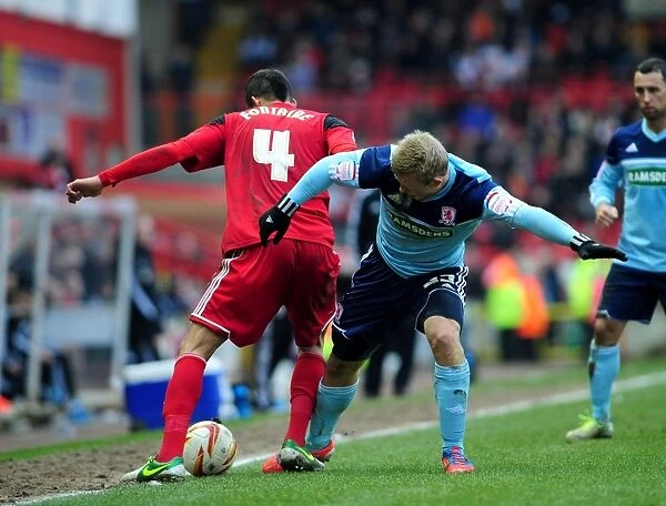 Bristol City vs Middlesbrough: Liam Fontaine Tackled by Curtis Main
