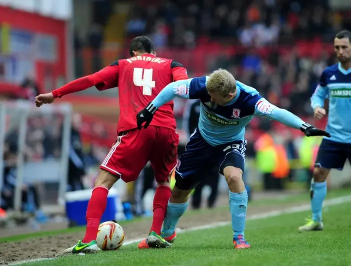 Framed Print : Bristol City vs Middlesbrough: Liam Fontaine Tackled by Curtis Main Framed Print : Bristol City vs Middlesbrough: Liam Fontaine Tackled by Curtis Main