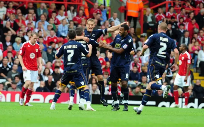 Framed Print : Bristol City vs Millwall: A Football Showdown - Season 10-11 Framed Print : Bristol City vs Millwall: A Football Showdown - Season 10-11
