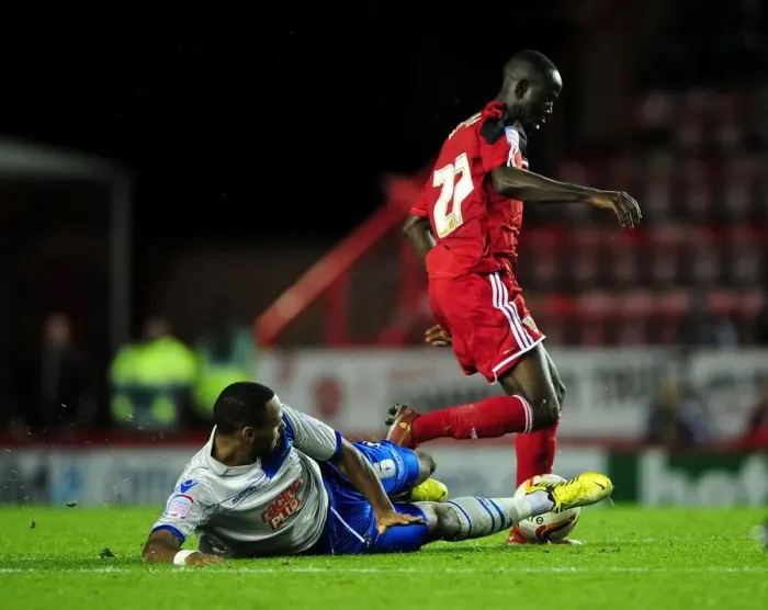 Framed Print : Bristol City vs Millwall: Intense Moment as Albert Adomah Clashes with Liam Trotter Framed Print : Bristol City vs Millwall: Intense Moment as Albert Adomah Clashes with Liam Trotter