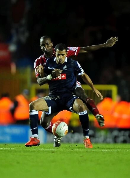 Bristol City vs Millwall: Kalifa Cisse vs Hameur Bouazza Battle for the Ball - Championship Match, January 2012
