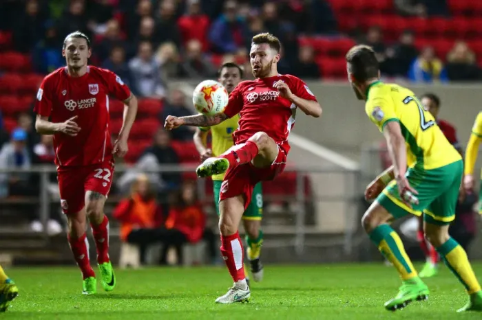 Framed Print : Bristol City vs Norwich City: Matt Taylor in Action at Ashton Gate, March 7, 2017 (Sky Bet Championship)